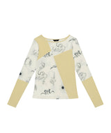 Elemental Motif Patchwork T-shirt _ YELLOW