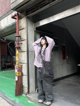Ehren Charcoal Pintuck Wide Cargo Pants