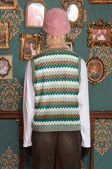 STRIPE CROCHET KNIT VEST / GREEN
