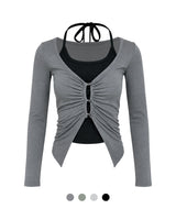 Nevia Shirring Cardigan Set