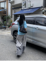 グレー スタイリング ヘビーデューティ ワイド デニムパンツ