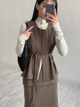 Rib Mock Neck Cardigan T-Shirt