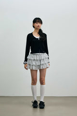 LYLA LAYERED CARDIGAN / BLACK-WHITE