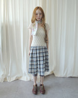 WOOD CHECK FLARE SKIRT