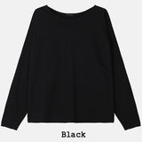 クリスボートネックルーズフィットボタン長袖Tシャツ