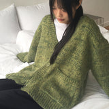 [MADE] シャベルボカシオーバーフィットブラッシュウィンターニットカーディガン
