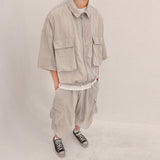 street shape shortsleeve zipup_beige