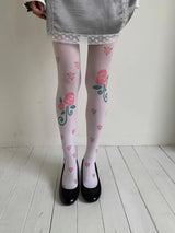 Pink rose white stockings