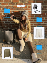 ハンドメイドストライプニットハット
