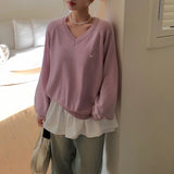 [Bellide made] シルエットサマーVネックルーズフィットニット