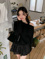 #One Shoulder Ribbon Loose Fit Sweat Shirt (4color)
