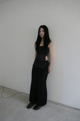 ribbon maxi skirt(black)