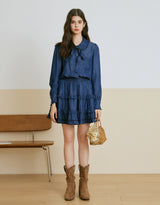 Naive Tie Set Denim Shirt Deep-denim