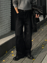 Tei velvet wide denim pants
