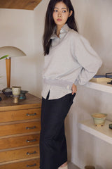 U-neck crop sweatshirt / Melange