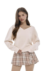 Peach mocha wool pleated skirt