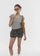 [B-BASIC] Cool Standard U-neck Crop Short Sleeve T-shirt (2SIZE)