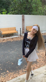 strap lace-up long-sleeved inner two-piece
