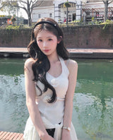 [♡MADE♡] バールコサージュオンホルタートップ