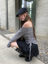[Skirt Pants] Mendy Button Pleats Mini Skirt
