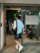 LMN フレイVネックボクシーフィット長袖Tシャツ (4カラー)