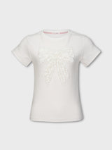 ドットフリルリボンTシャツ (IVORY)
