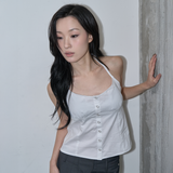 STRAP DETAIL HALTER NECK BLOUSE (WHITE)