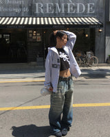 Cat gradation denim pants