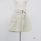 Manir Button Belt Skirt