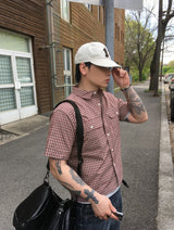 No.1710 DB crop check half SHIRT (3color)