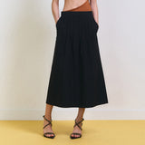 タックディテールロングスカート (Black)