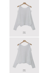 Shoulder Slit Ribbon Long Sleeve Knit (5color)