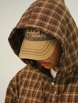 [SEMADE] City Check Overfit Hoody Shirts