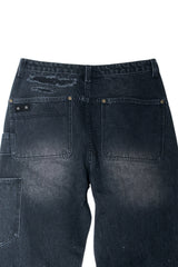 DESTROYED DOUBLE KNEE CARPENTER DENIM (BLACK)