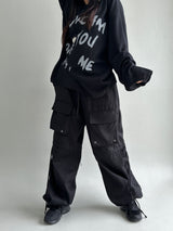 LOVELY BOW-STRING DETAIL CARGO COTTON AUTUMN PANTS - 2 COLOR
