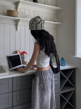 Dyeing Washed Banding Bermuda Denim Pants