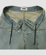 COLOR BLEACH WIDE DENIM PANTS