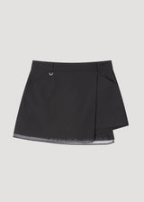 [MADE] オーガンザレイヤードミニスカート(black)