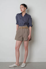 Twill Fintuck Shorts_Beige