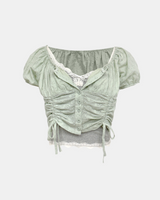 Lace Shirring Mint Blouse