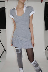 STUDY WASIT BELT DRESS [GRAY]