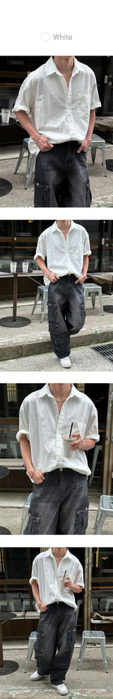 [SET UP가능] Washed cotton half shirts(6color)
