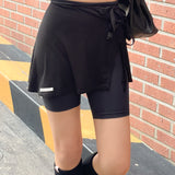 WRAP HIP COVER SKIRT - BLACK