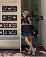 Gon checkered frill mini dress