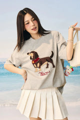 スエードドッグタオルパッチTシャツ