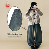 Teen Zanstripe washing denim wide pants [Long & Short]