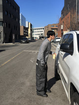 No.1631 ストライプパッチブラックデニムパンツ