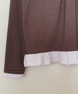 Round collar striped frill T-shirt