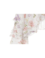 Cherry Blossom Ribbon Frill Floral Chiffon Blouse