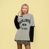25P ワールドワイドロゴレイヤード長袖Tシャツ 25B41322 MG/KH